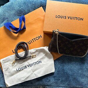 100% Authentic Louis Vuitton Pallas Clutch MNG Noir